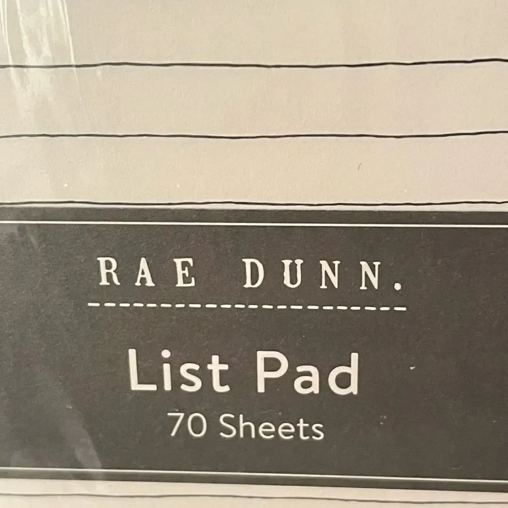 NWT Rae Dunn 2 Pc NOTEPAD / LIST Notepad Set Ivory PInk Blue Printed 140 Sheets